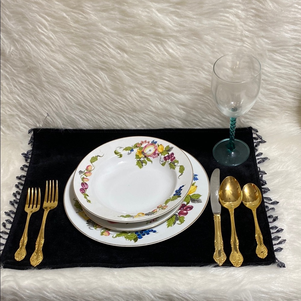 No Brand Velvet Fringe Dinner Mats (4)